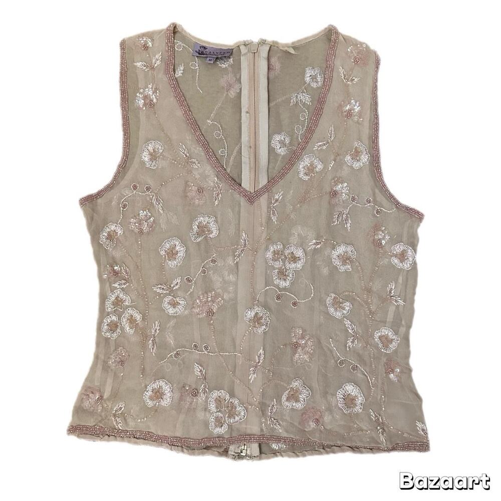 Vintage beaded 100 silk top